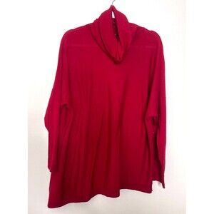 Eileen Fisher Turtleneck Sweater Womens 3X Red Asymmetrical Tunic